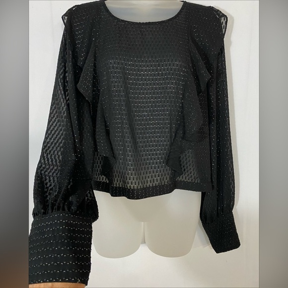 Bar III | Sheer Metallic Polka Dot Top - Picture 7 of 16